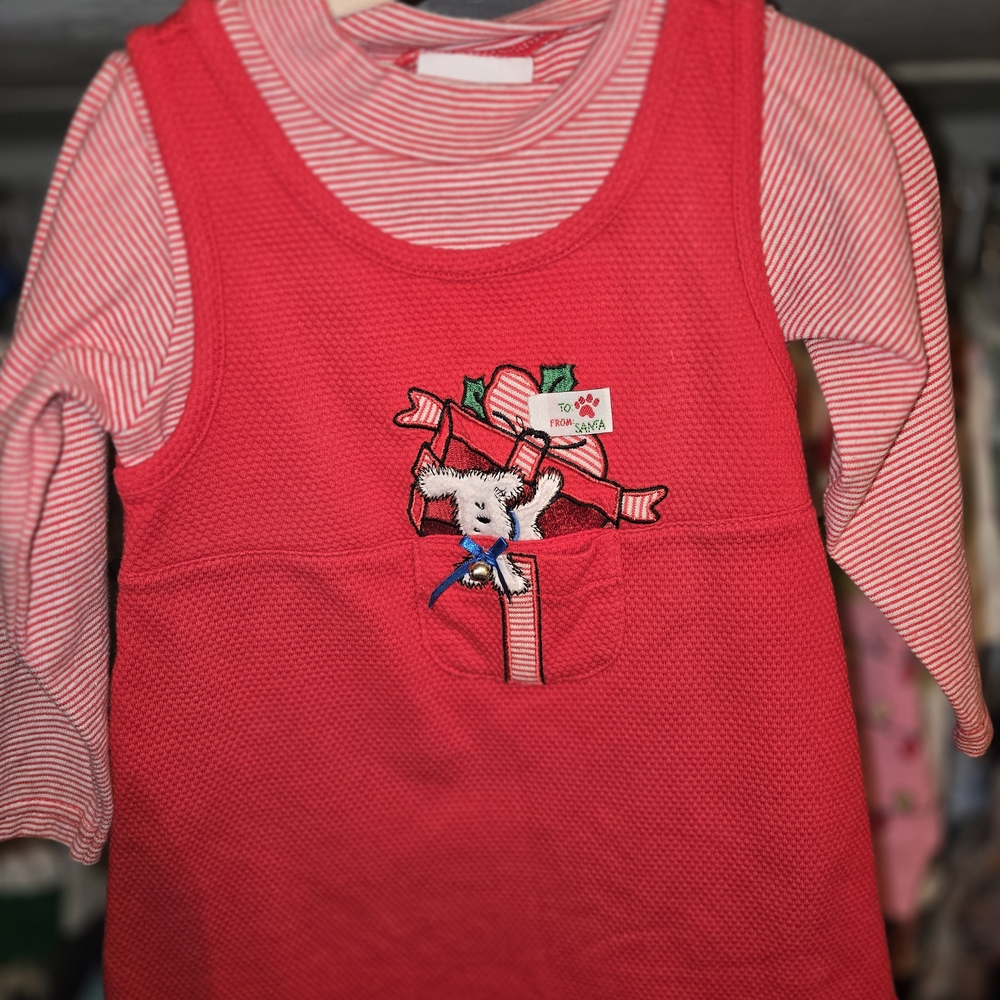 Buster Brown Red Striped Casual Kids Dress